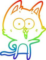 rainbow gradient line drawing funny cartoon cat vector