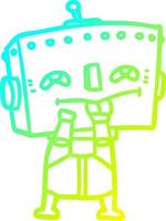 cold gradient line drawing cartoon robot vector