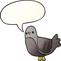 cartoon bird and speech bubble in smooth gradient style vector