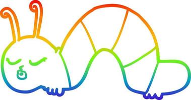 rainbow gradient line drawing cartoon caterpillar vector