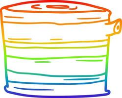 rainbow gradient line drawing cartoon tree stump vector