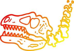 warm gradient line drawing cartoon dinosaur bones vector