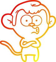 warm gradient line drawing cartoon surprised monkey vector