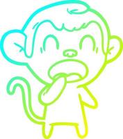 cold gradient line drawing yawning cartoon monkey vector