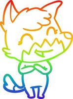 rainbow gradient line drawing happy cartoon fox vector