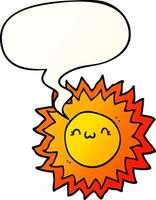 cartoon sun and speech bubble in smooth gradient style vector