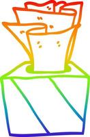 caja de dibujos animados de dibujo de línea de gradiente de arco iris de pañuelos vector