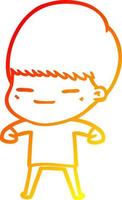 warm gradient line drawing cartoon smug boy vector