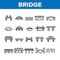 conjunto de iconos de colección de construcción de puente vector