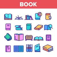 color, biblioteca, libro, señal, iconos, conjunto, vector