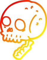 warm gradient line drawing cartoon spooky skull vector