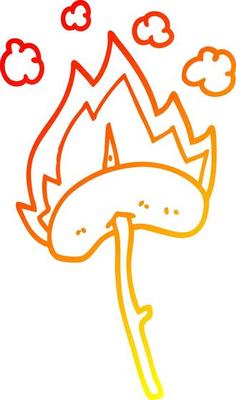 warm gradient line drawing cartoon hot dog