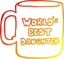 warm gradient line drawing worlds best daughter mug vector