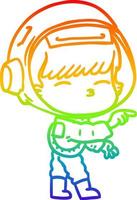 rainbow gradient line drawing cartoon curious astronaut vector