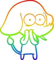 rainbow gradient line drawing happy cartoon elephant vector