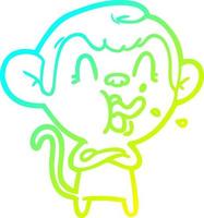 cold gradient line drawing crazy cartoon monkey vector