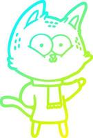cold gradient line drawing cartoon cat vector