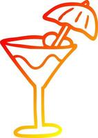 warm gradient line drawing cartoon cocktail vector