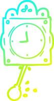 cold gradient line drawing ticking clock with pendulum vector