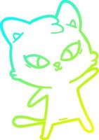 cold gradient line drawing cute cartoon cat vector