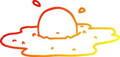 línea de gradiente caliente dibujo huevo frito de dibujos animados vector