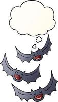 cartoon vampire bats and thought bubble in smooth gradient style vector