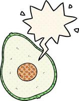 cartoon avocado and speech bubble in comic book style vector