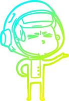 cold gradient line drawing cartoon stressed astronaut vector