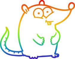 rainbow gradient line drawing cartoon happy white lab mouse vector