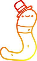 warm gradient line drawing cute cartoon worm vector