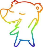 rainbow gradient line drawing cartoon bear vector