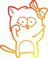 warm gradient line drawing cartoon cat vector