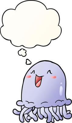 cartoon jellyfish and thought bubble in smooth gradient style