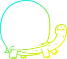 tortuga de dibujos animados de dibujo de línea de gradiente frío vector