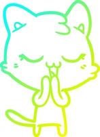 cold gradient line drawing happy cartoon cat vector