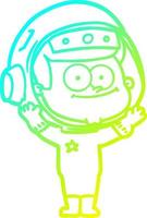 cold gradient line drawing happy astronaut cartoon vector