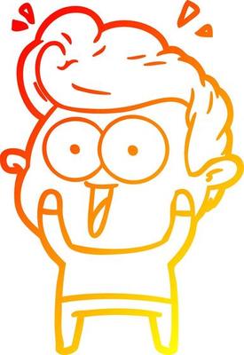 warm gradient line drawing cartoon excited man
