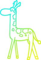 cold gradient line drawing cartoon walking giraffe vector