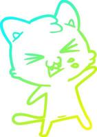 cold gradient line drawing cartoon cat hissing vector