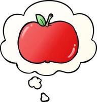 cartoon apple and thought bubble in smooth gradient style vector