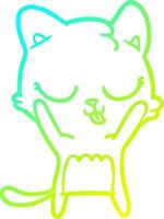 cold gradient line drawing cute cartoon cat vector