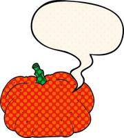 cartoon pumpkin and speech bubble in comic book style vector