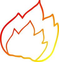 warm gradient line drawing cartoon fire vector