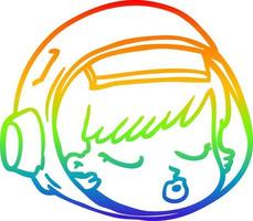 rainbow gradient line drawing cartoon astronaut face vector