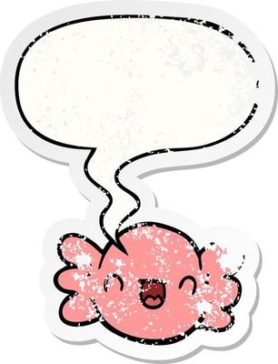 cartoon wrapped candy and speech bubble distressed sticker