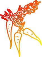 warm gradient line drawing cartoon carrots vector