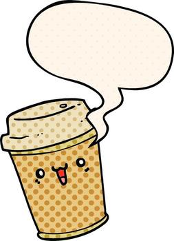 dibujos animados sacan café y burbujas de habla al estilo de un libro de historietas vector