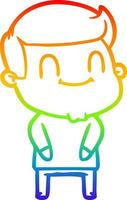 rainbow gradient line drawing cartoon happy man vector