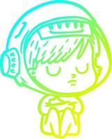 cold gradient line drawing cartoon astronaut woman vector