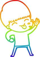 rainbow gradient line drawing happy cartoon boy vector